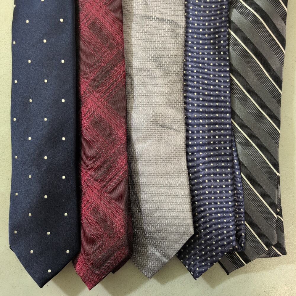 Executive Business Professional Office Tie Lot 5 100% Pure Silk Skinny Neckties